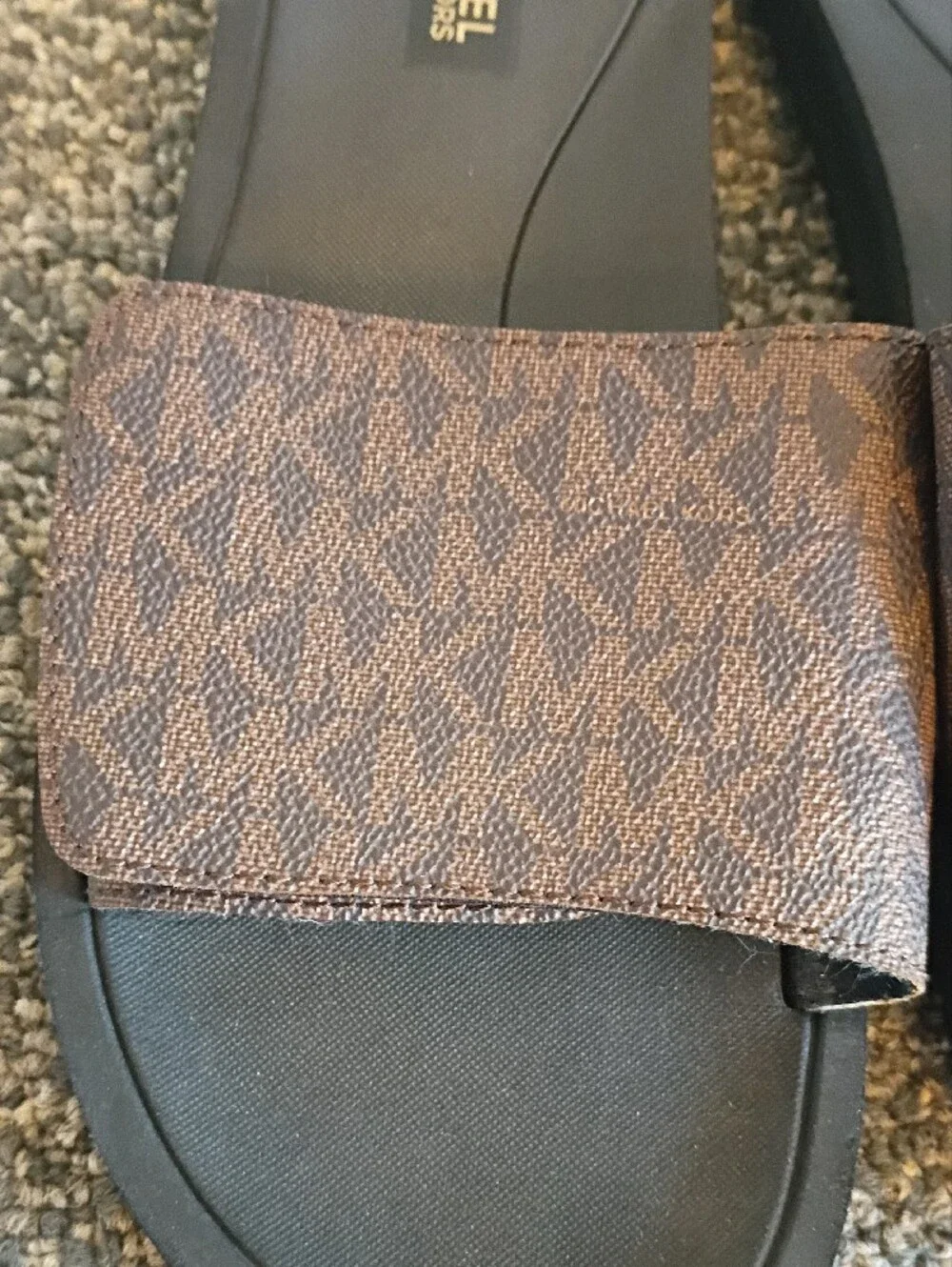 Michael Kors Brown Logo Monogram Slide Sandals